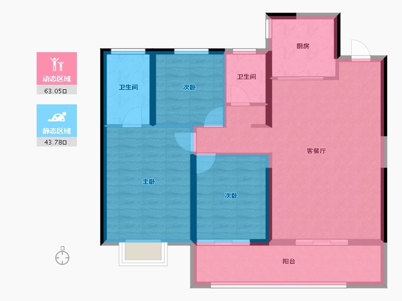 江苏省-南京市-金基雅明-96.43-户型库-动静分区