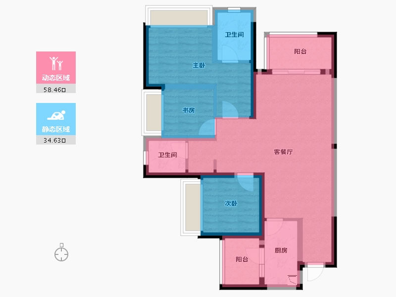 四川省-成都市-锦云天府-81.72-户型库-动静分区