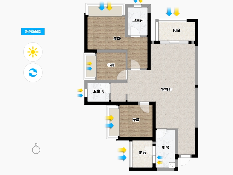 四川省-成都市-锦云天府-81.72-户型库-采光通风