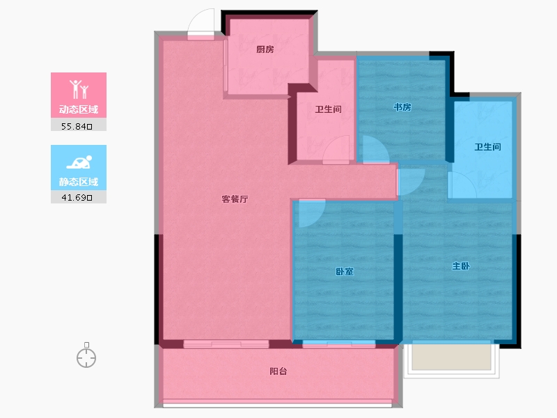 浙江省-宁波市-荣安·新月河滨-88.00-户型库-动静分区