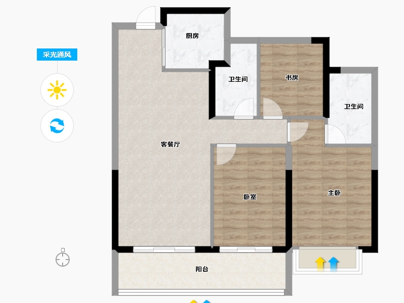 浙江省-宁波市-荣安·新月河滨-88.00-户型库-采光通风