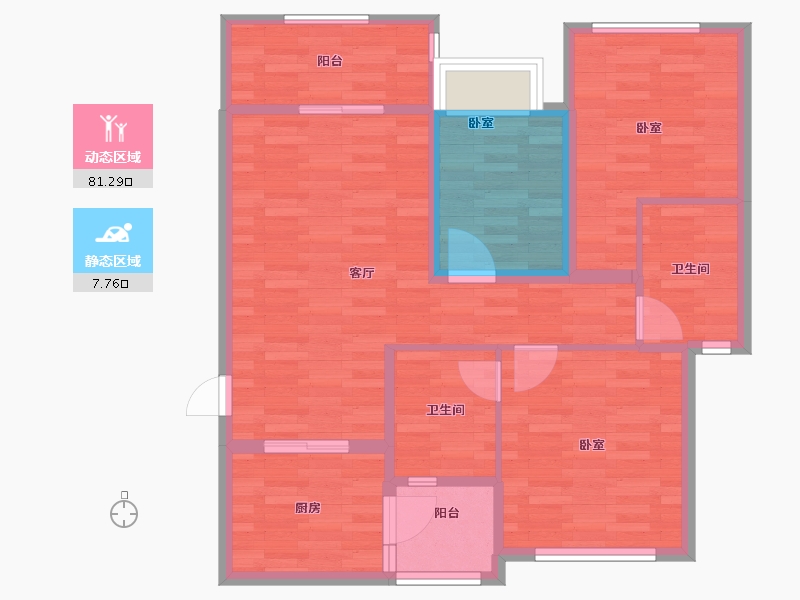 广东省-广州市-广州恒大紫荆学府-80.00-户型库-动静分区