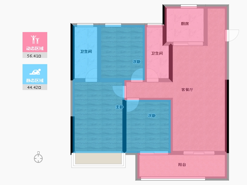 湖北省-武汉市-经发金地四季都会-89.15-户型库-动静分区