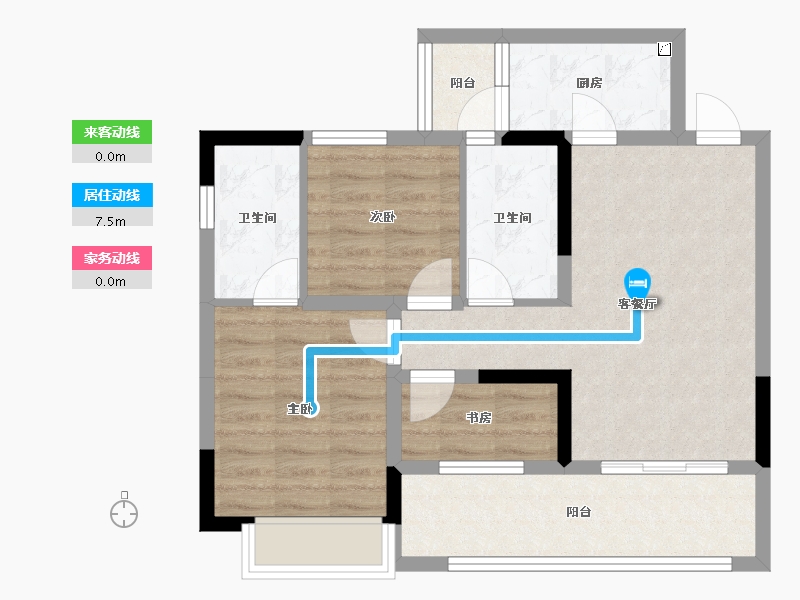 四川省-成都市-中环光悦居-69.30-户型库-动静线