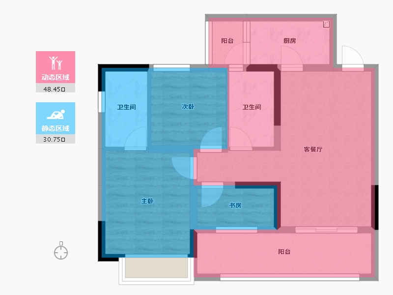 四川省-成都市-中环光悦居-69.30-户型库-动静分区