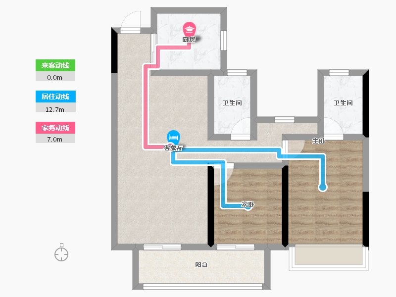 浙江省-杭州市-东海闲湖城栖霞湾-73.51-户型库-动静线