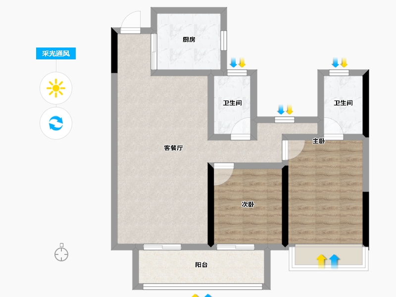 浙江省-杭州市-东海闲湖城栖霞湾-73.51-户型库-采光通风