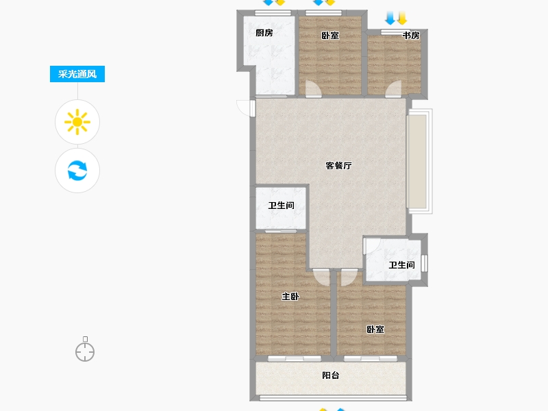 浙江省-宁波市-荣安·新月河滨-100.00-户型库-采光通风