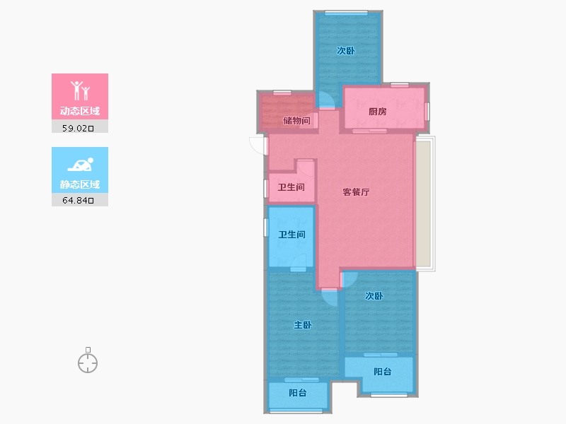 浙江省-杭州市-东海闲湖城锦绣湾-110.06-户型库-动静分区