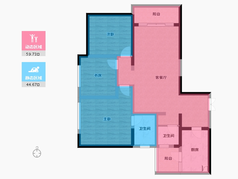 四川省-成都市-天府公园观澜8号-91.75-户型库-动静分区