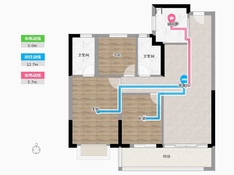 浙江省-宁波市-老江东·东境润府-86.37-户型库-动静线