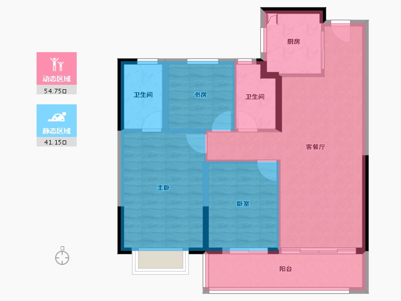 浙江省-宁波市-老江东·东境润府-86.37-户型库-动静分区