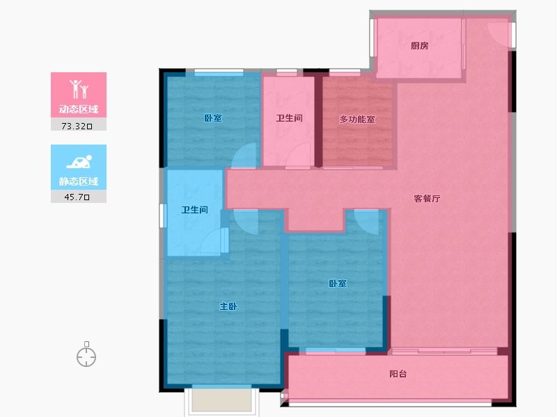 浙江省-宁波市-老江东·东境润府-107.82-户型库-动静分区