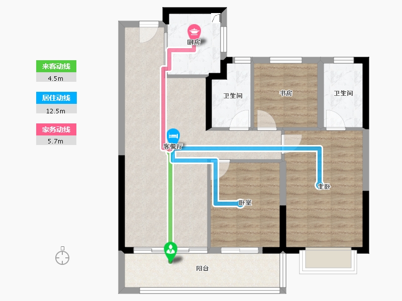 浙江省-宁波市-老江东·东境润府-86.38-户型库-动静线