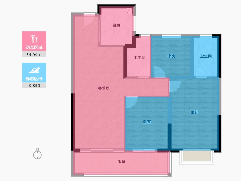 浙江省-宁波市-老江东·东境润府-86.38-户型库-动静分区