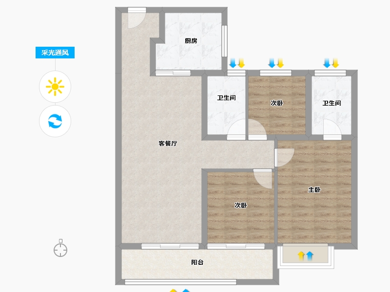 江苏省-南京市-华润置地中心·云上润府-87.60-户型库-采光通风