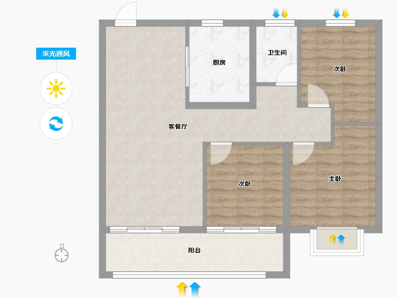 江苏省-南京市-金基雅明-79.59-户型库-采光通风