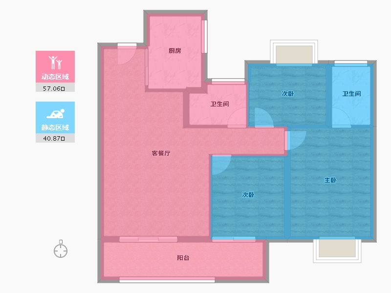 江苏省-南京市-越秀天萃-88.35-户型库-动静分区