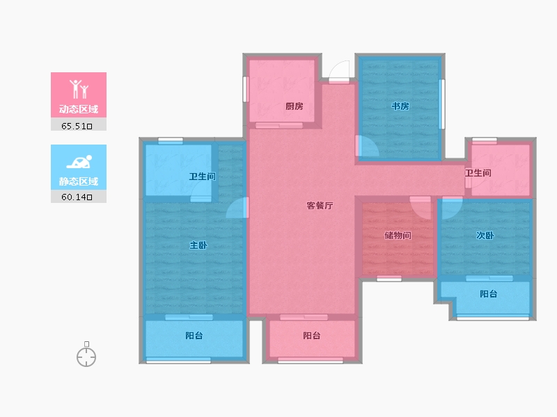 浙江省-杭州市-东海闲湖城锦绣湾-110.68-户型库-动静分区