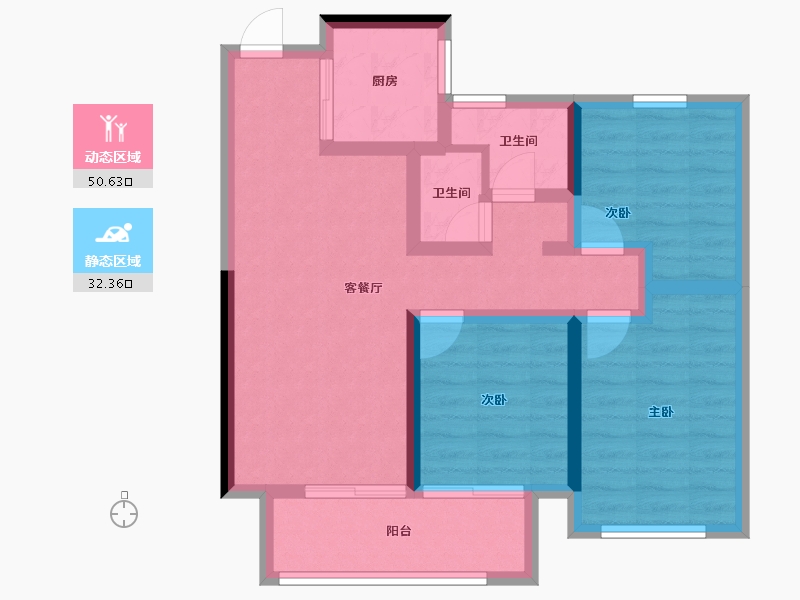 湖北省-武汉市-经发金地四季都会-72.64-户型库-动静分区