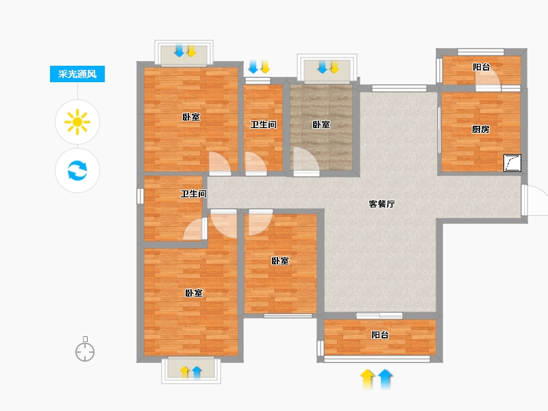 广东省-广州市-广州恒大紫荆学府-107.37-户型库-采光通风