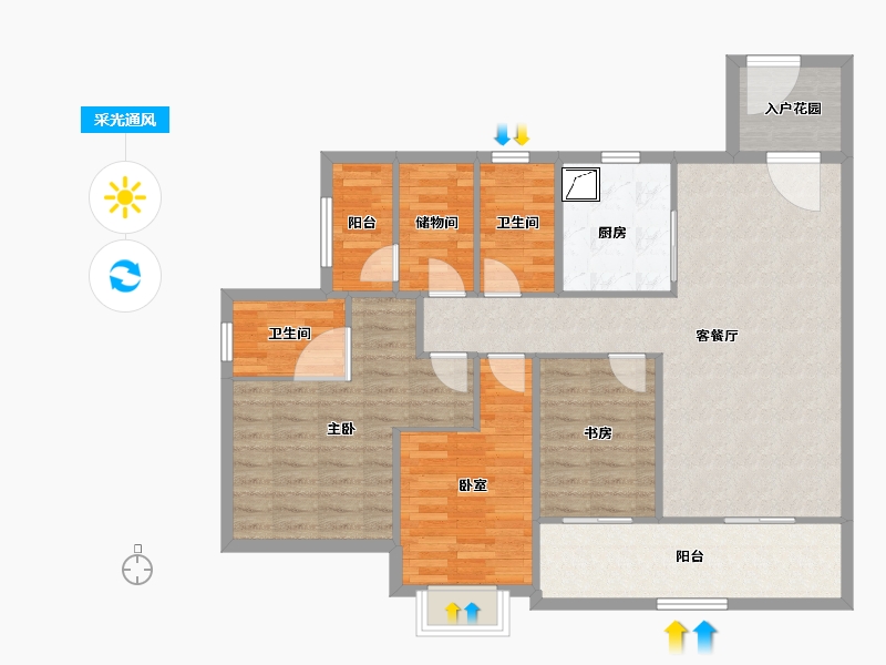 广东省-广州市-华发越秀·和樾府-108.00-户型库-采光通风