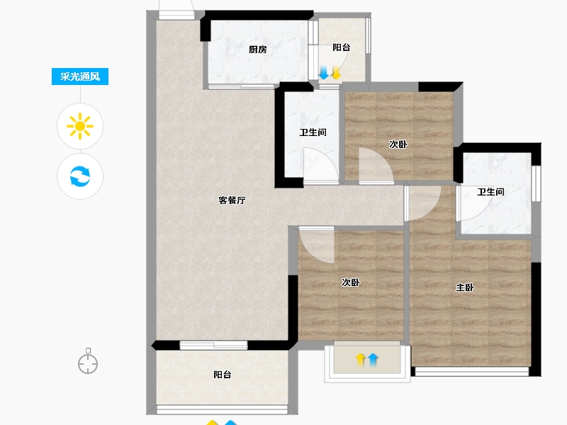 广东省-佛山市-锦龙花园-72.00-户型库-采光通风