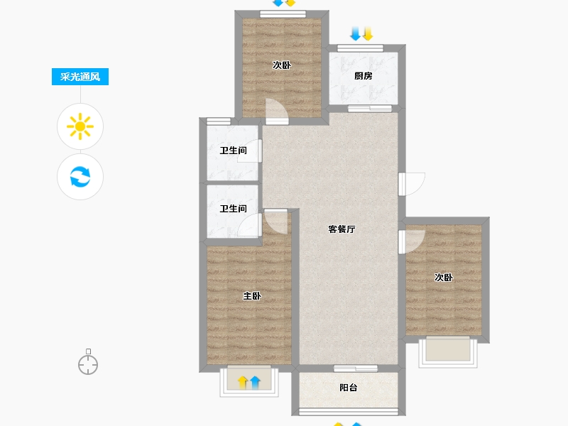 河北省-保定市-普霖第一城-80.03-户型库-采光通风