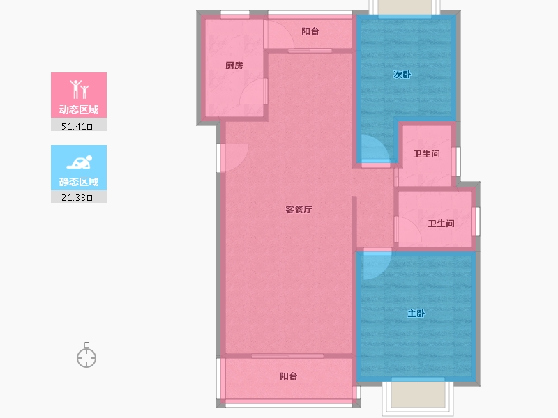 北京-北京市-BOBO自由城-64.53-户型库-动静分区