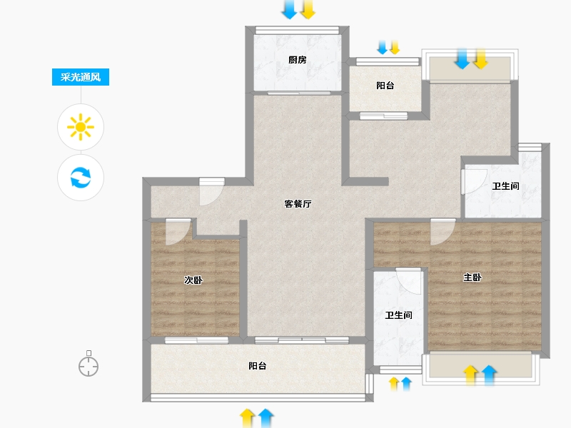 广东省-广州市-越秀瑞麓府-102.00-户型库-采光通风