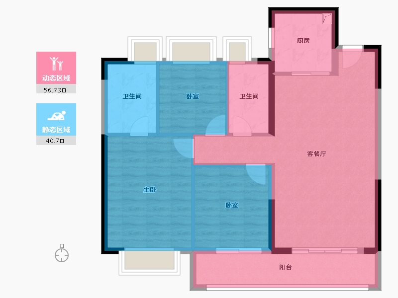 湖北省-武汉市-武汉城建·雲栖湖岸-88.03-户型库-动静分区