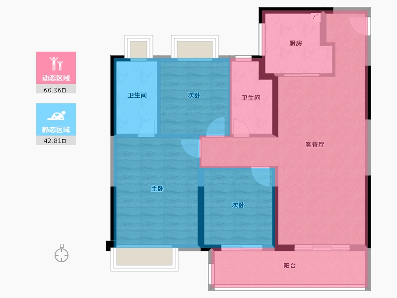 湖北省-武汉市-禹洲新希望雍禧兰台-92.80-户型库-动静分区