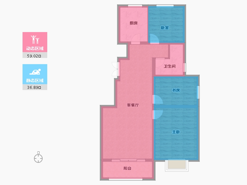 山东省-烟台市-德怡嘉苑-85.85-户型库-动静分区