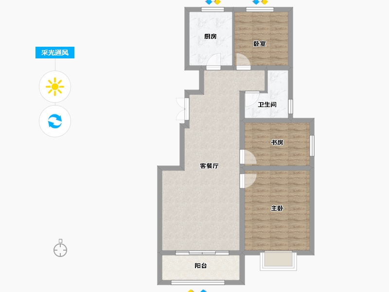 山东省-烟台市-德怡嘉苑-85.85-户型库-采光通风