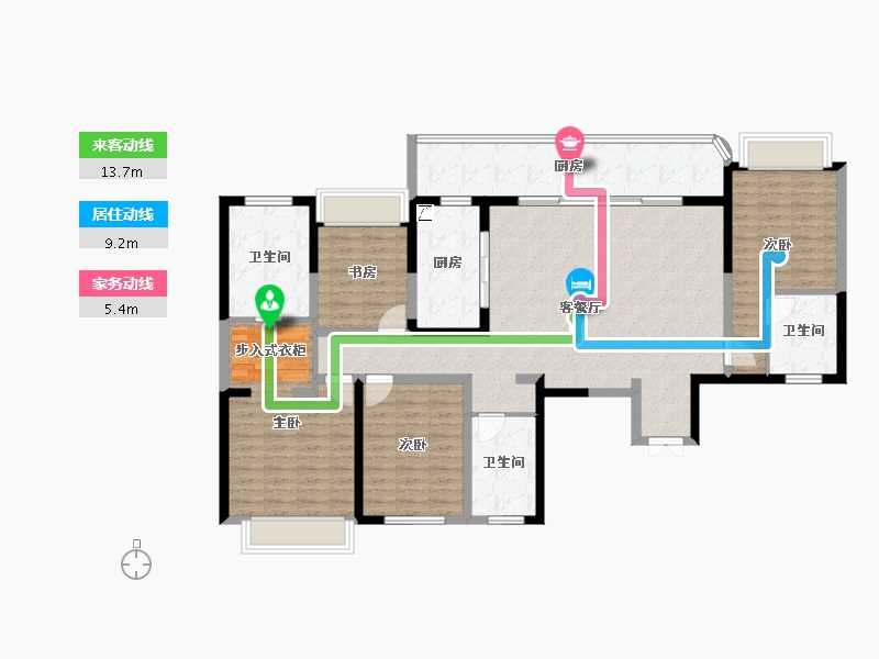 四川省-成都市-天府公园未来城-135.46-户型库-动静线