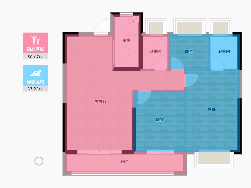 湖北省-武汉市-武汉城建·雲栖湖岸-78.54-户型库-动静分区