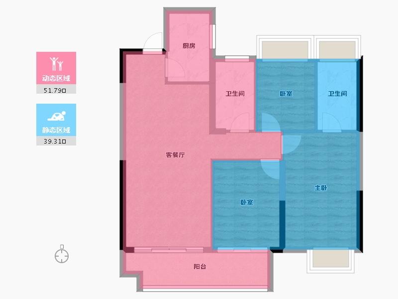 湖北省-武汉市-能建·长江华府-81.98-户型库-动静分区