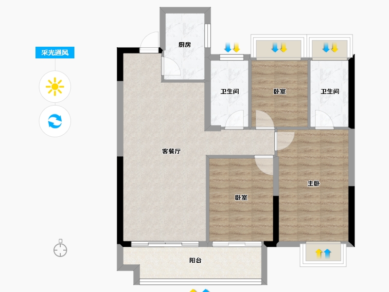 湖北省-武汉市-能建·长江华府-81.98-户型库-采光通风