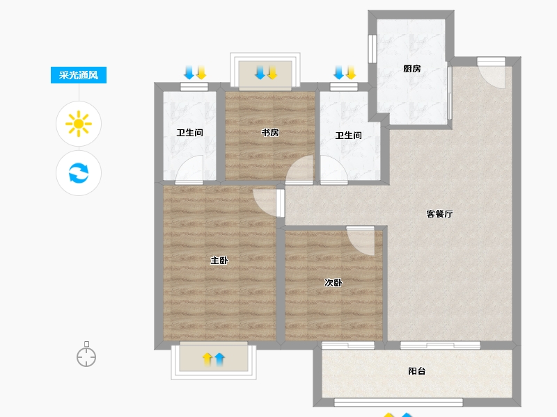 江苏省-南京市-越秀天萃-80.25-户型库-采光通风