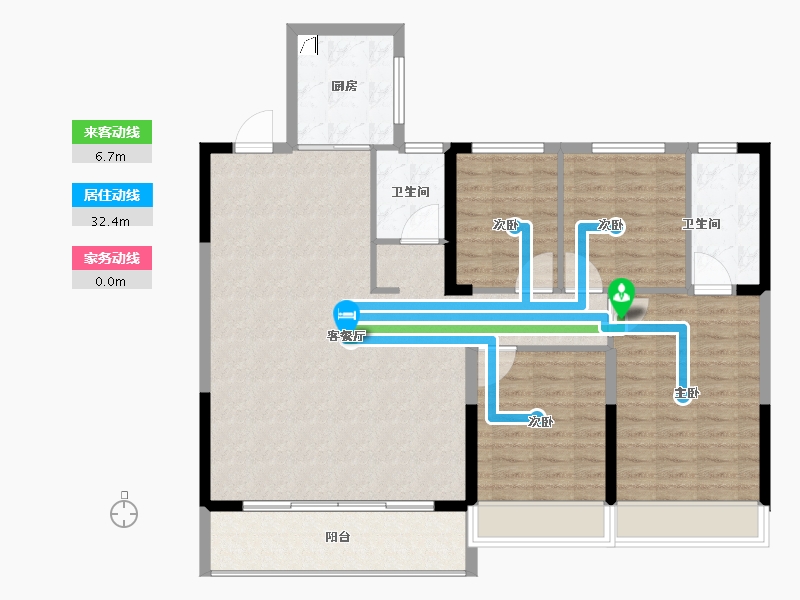 浙江省-杭州市-富春云庄-114.00-户型库-动静线