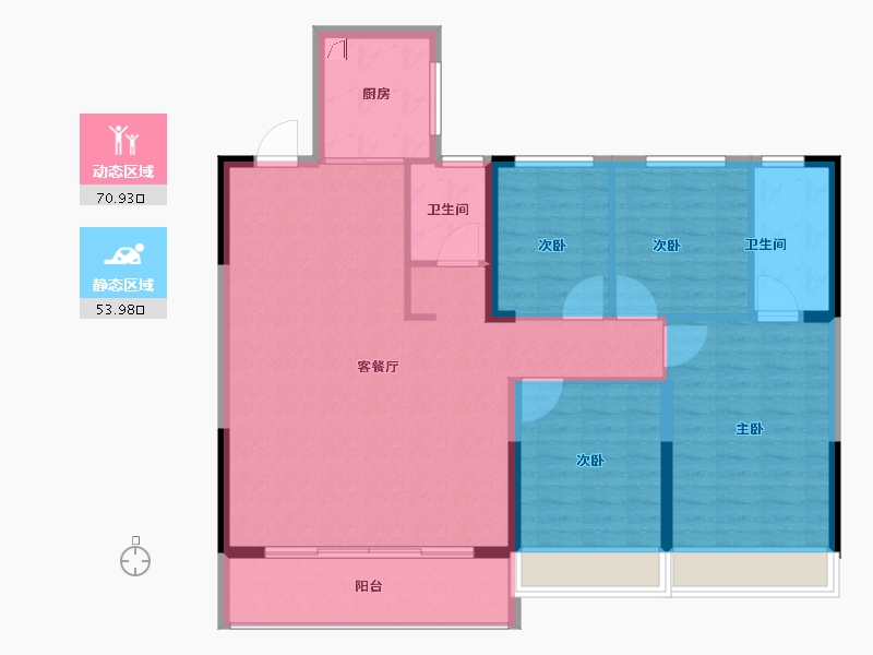 浙江省-杭州市-富春云庄-114.00-户型库-动静分区