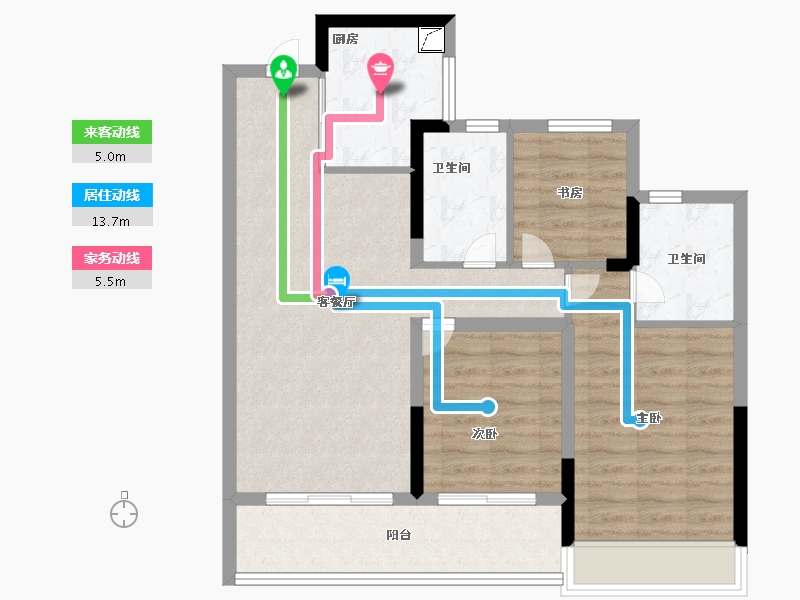 浙江省-杭州市-富春云庄-81.99-户型库-动静线