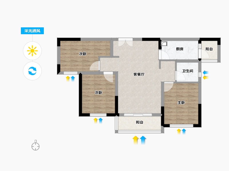 四川省-成都市-高投贤悦府-69.08-户型库-采光通风