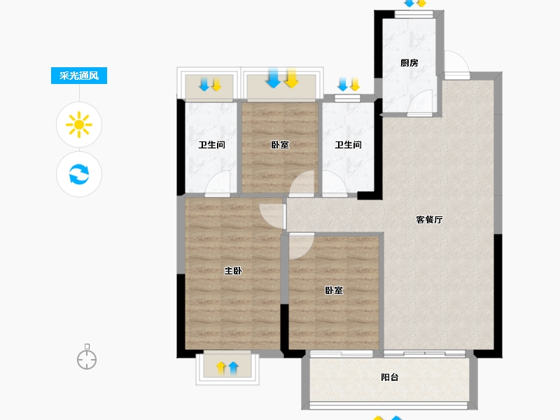 湖北省-武汉市-能建·长江华府-83.13-户型库-采光通风