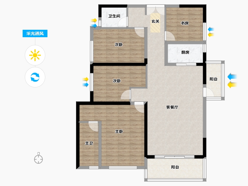 四川省-成都市-中港东湖壹号-123.76-户型库-采光通风