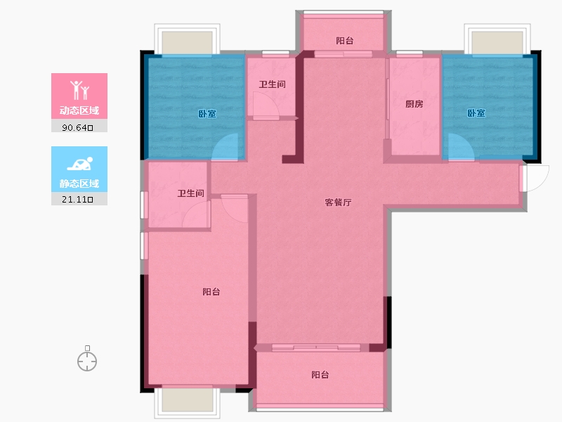 湖北省-武汉市-鼎盛璟城-100.68-户型库-动静分区