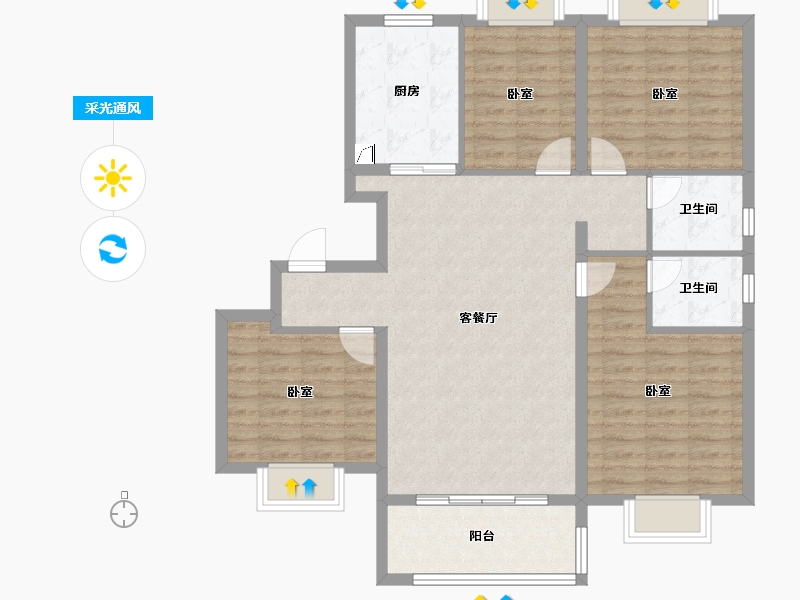 上海-上海市-中铁·虹桥逸都古北悦公馆-103.20-户型库-采光通风