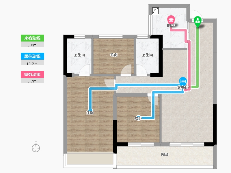 浙江省-杭州市-富春云庄-84.00-户型库-动静线