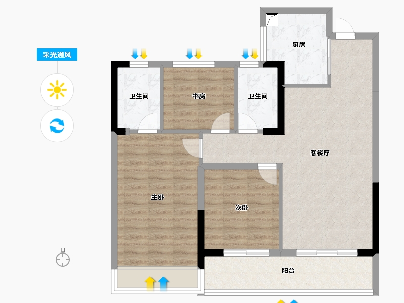 浙江省-杭州市-富春云庄-84.00-户型库-采光通风