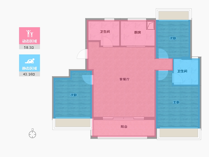 上海-上海市-浦发唐城-91.20-户型库-动静分区